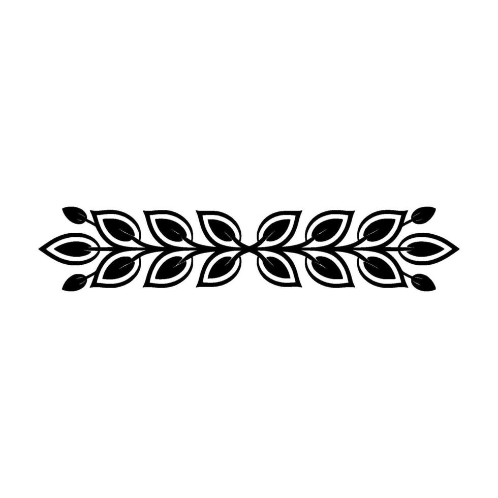 Elegant Leaf Border, Decorative Floral Ornament in Black White on Gradient Background vector