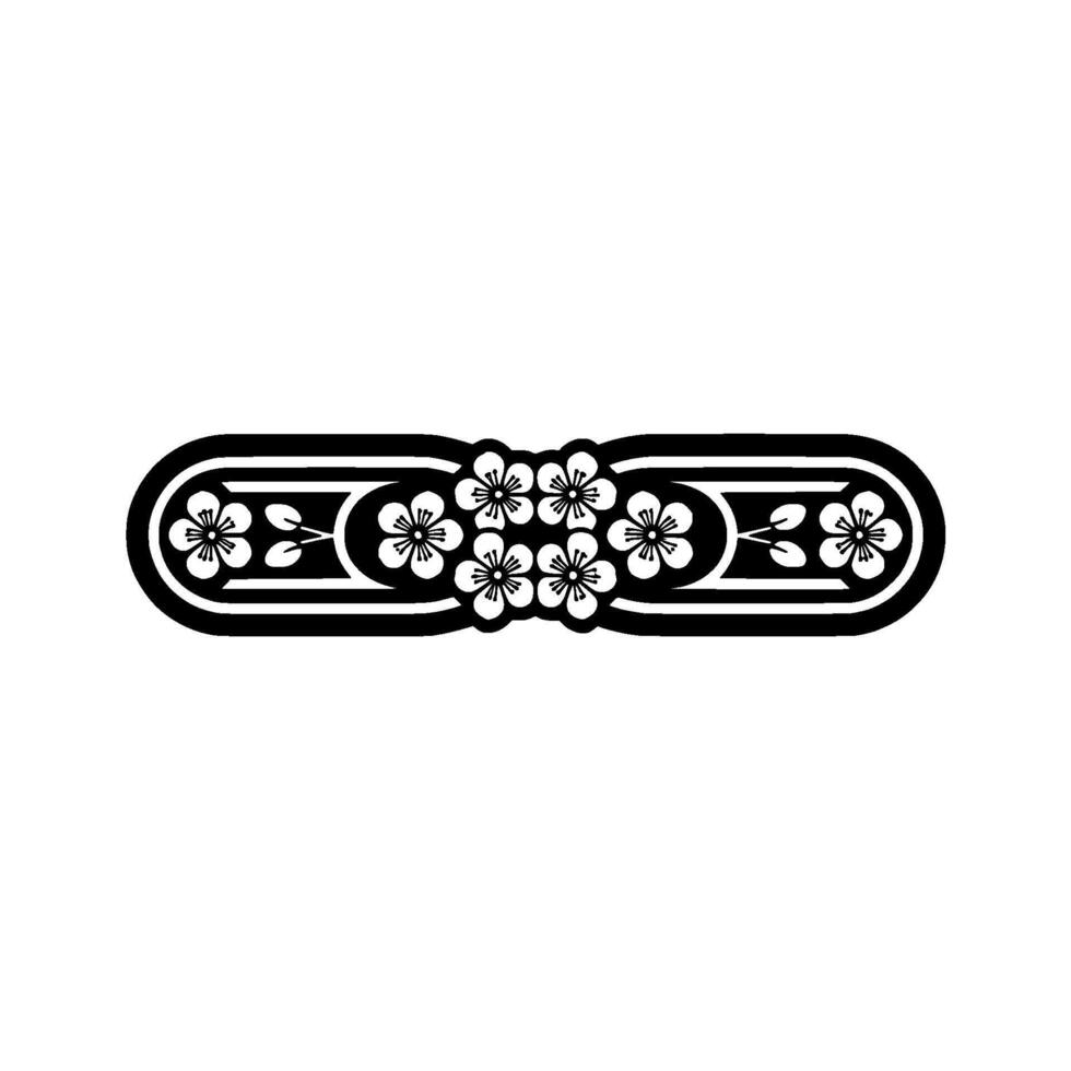 Minimalist Japanese Sakura Border Black Floral Ornament on Gradient Background vector