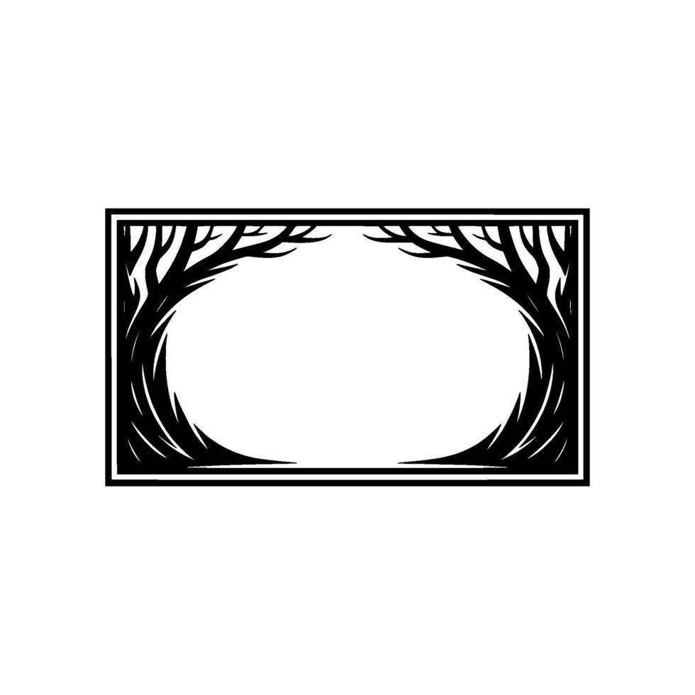 Minimalist Tree Frame Black and White Nature for Invitations Logos vector