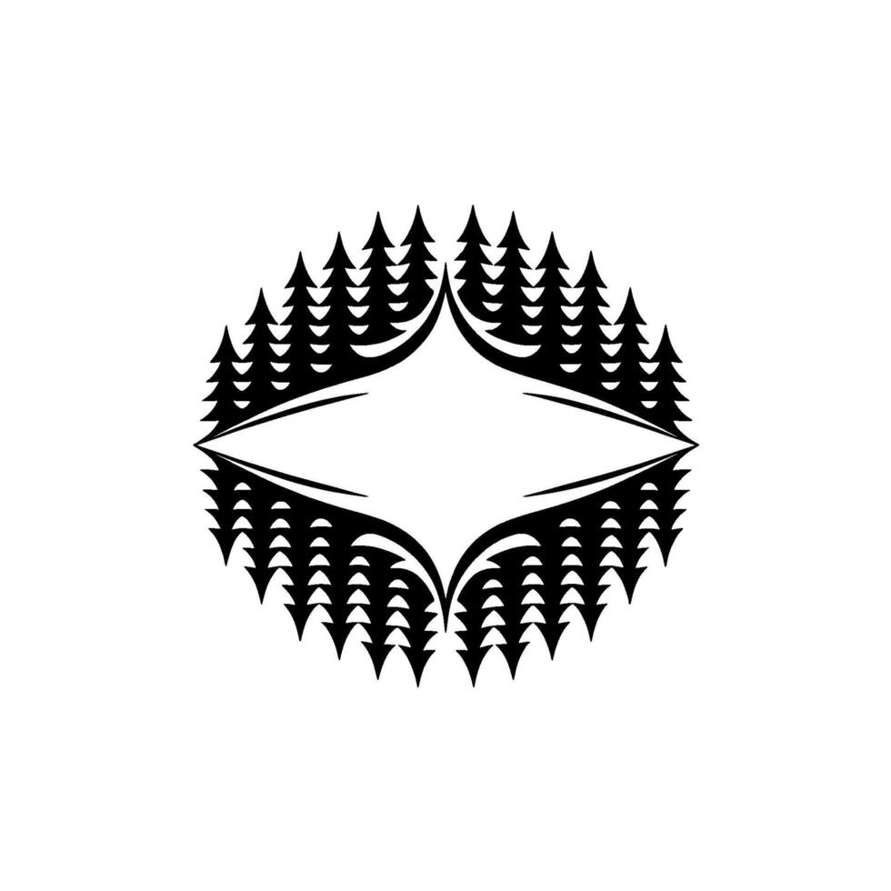 Symmetric Pine Tree Forest Silhouette on White Background vector