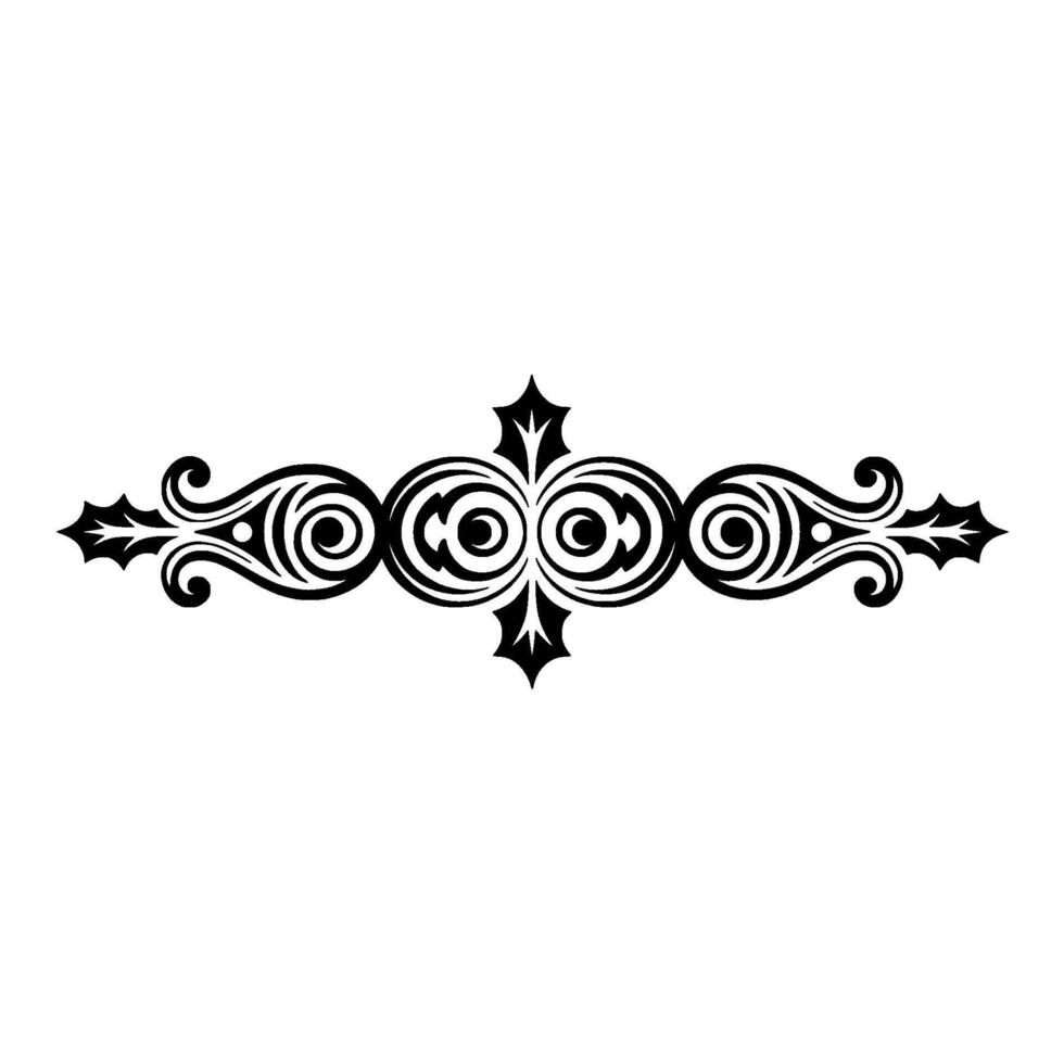 Ornate Black Scrollwork Element on White Background vector