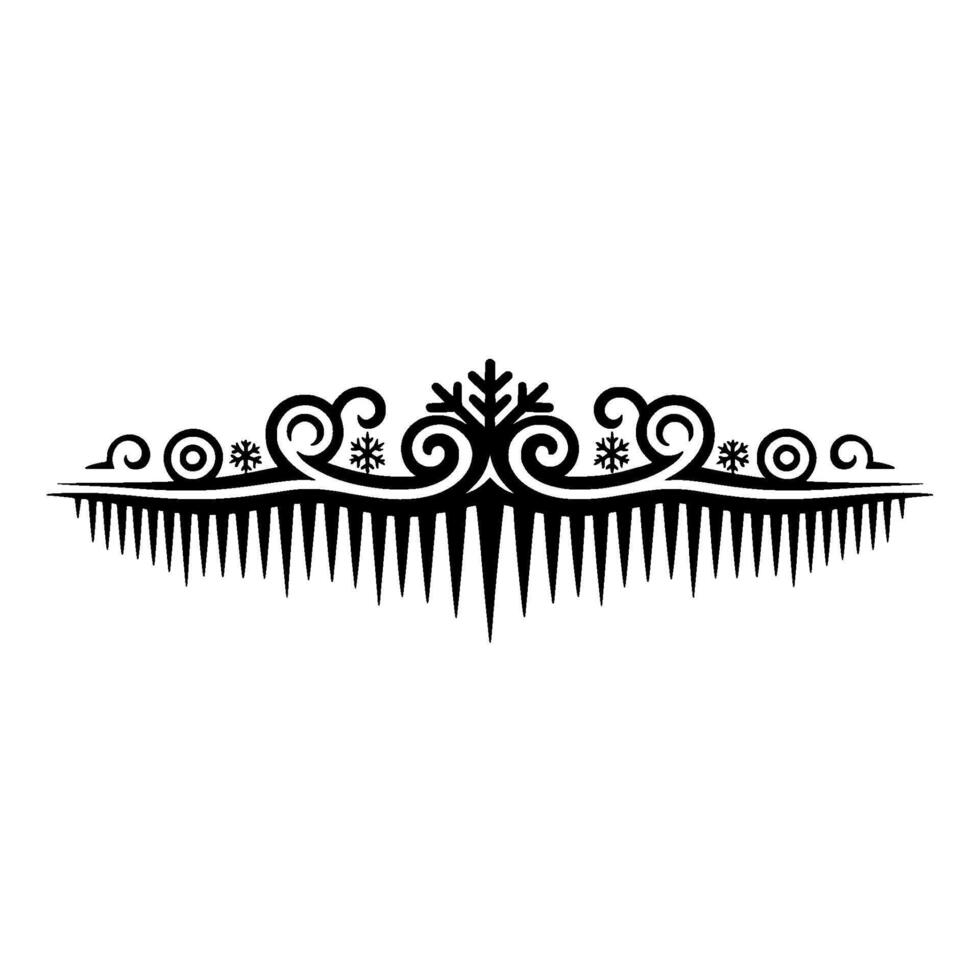 Black Winter Border Snowflakes Icicles vector