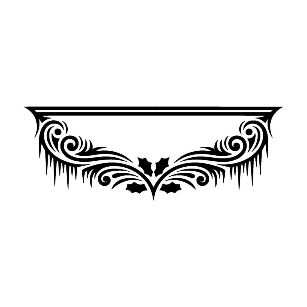 Decorative Black White Winter with Scrollwork and Icicles vector