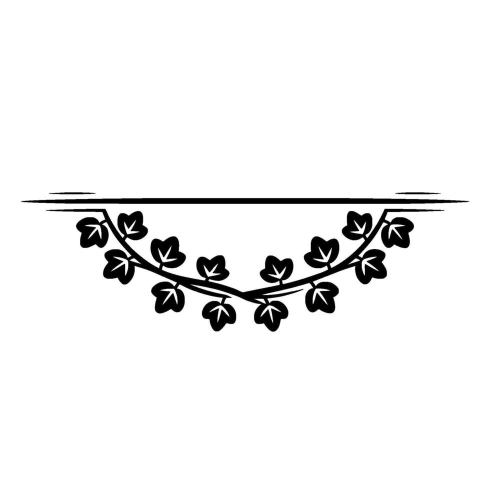 Minimalist Leaf Vine Divider, Black and White, Elegant vector