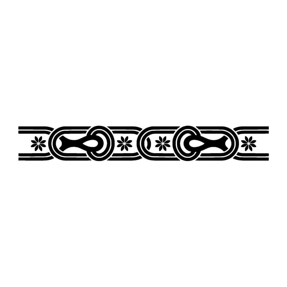 Elegant Ornamental Border in Black White, Floral Geometric Motif vector