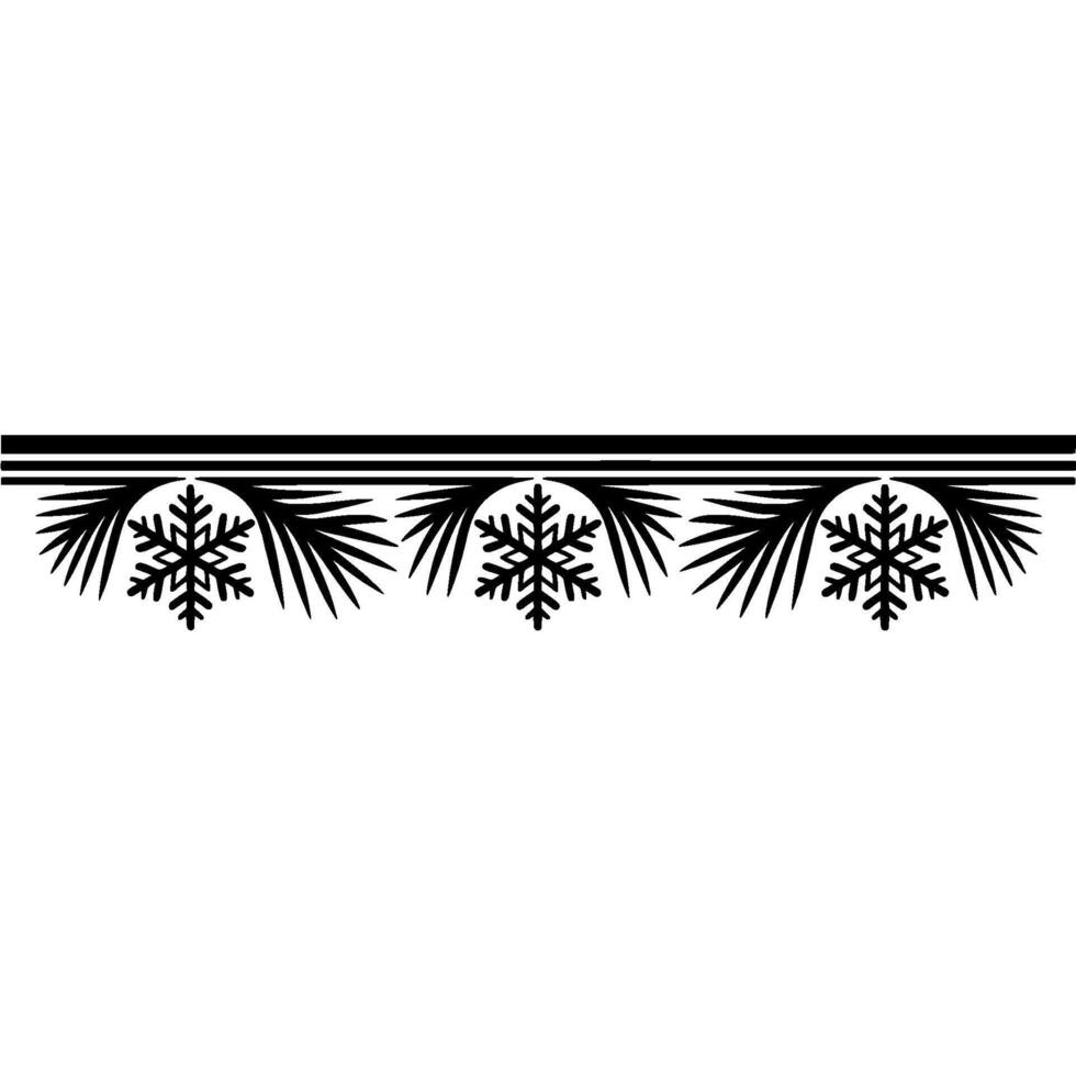 Winter Border Minimalist Snowflake and Pine vector