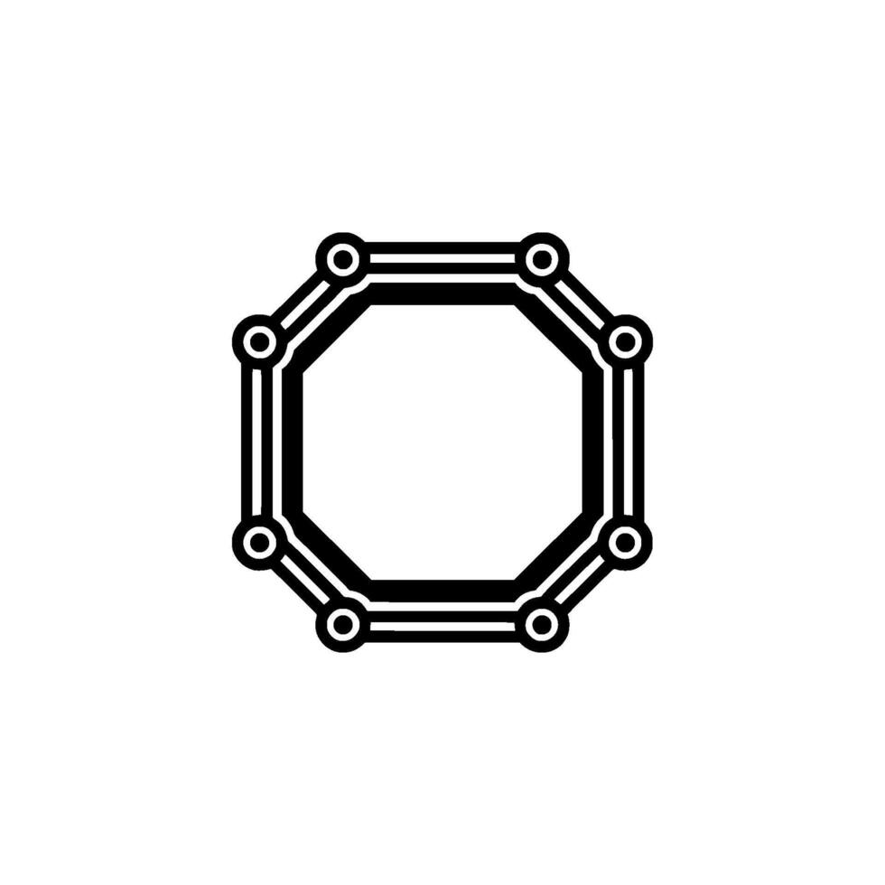 Geometric Octagon with Connected Circles - Minimalist vector
