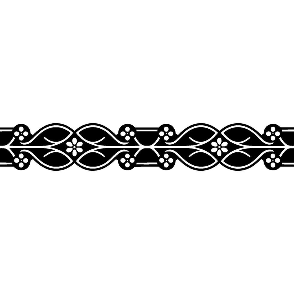 Elegant Black White Floral Border - Minimalist vector