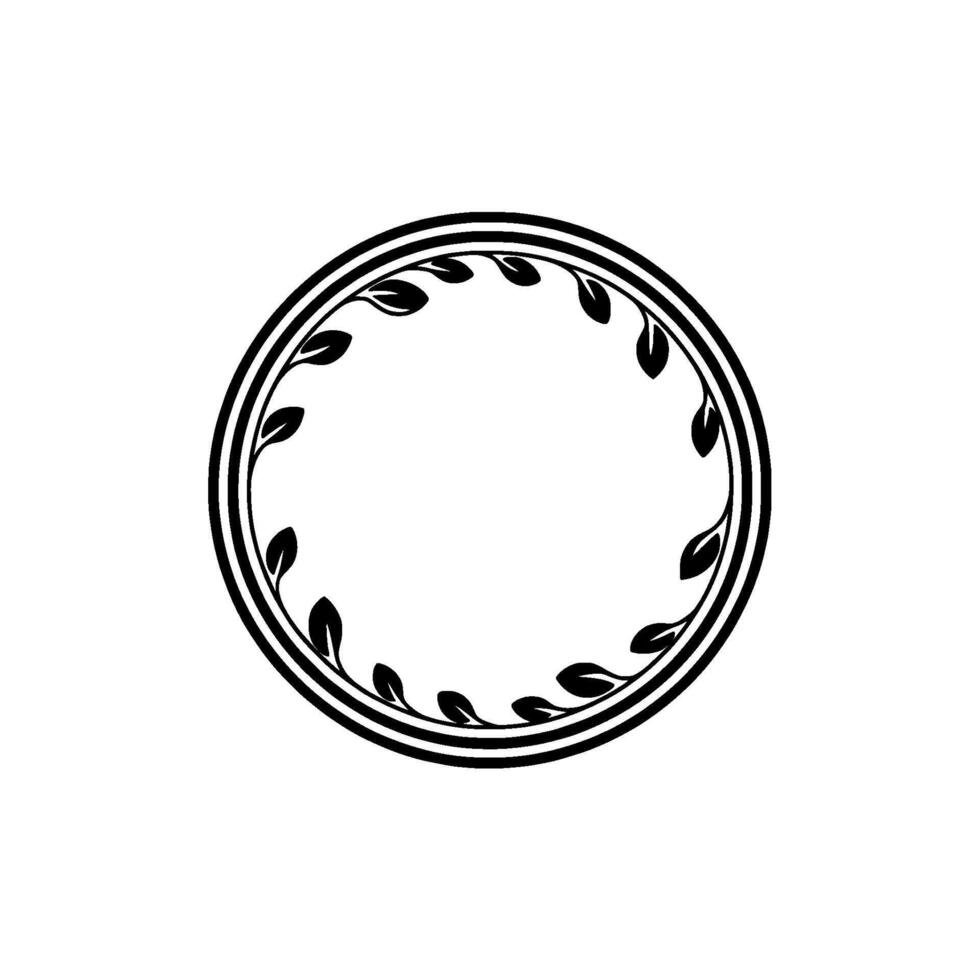 Minimalist Botanical Circular Frame, Black and White vector