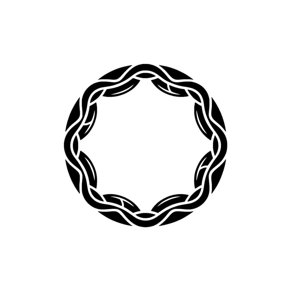 Abstract Woven Circle in Black on White, Minimalist vector