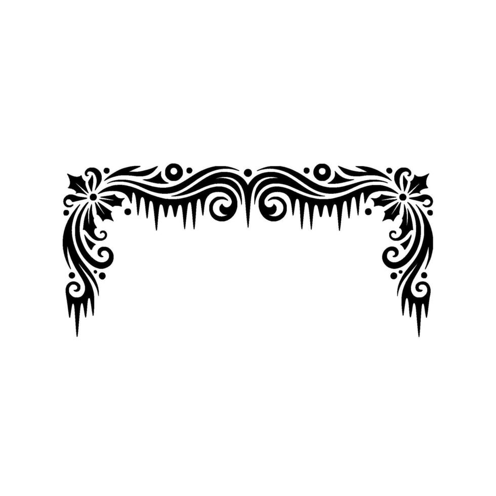 Black White Ornamental Border , Winter Theme, Elegant Symmetry vector