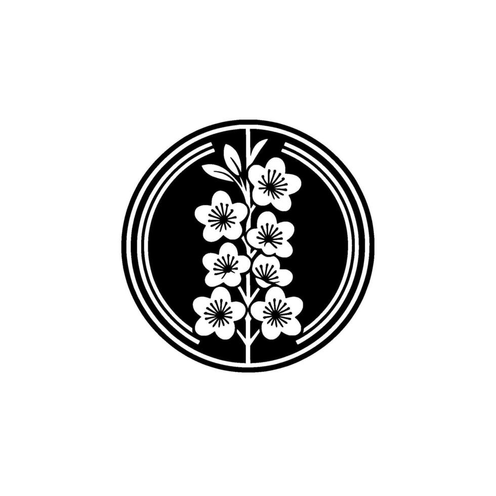 Japanese Family Crest Plum Blossoms in a Circle, Minimalist vector