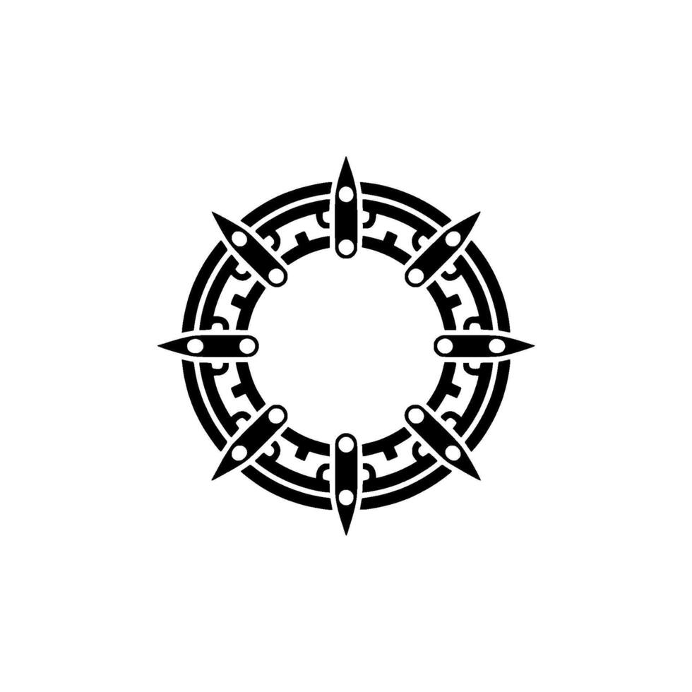 Geometric Circular Black on White Decorative , Tribal Style vector