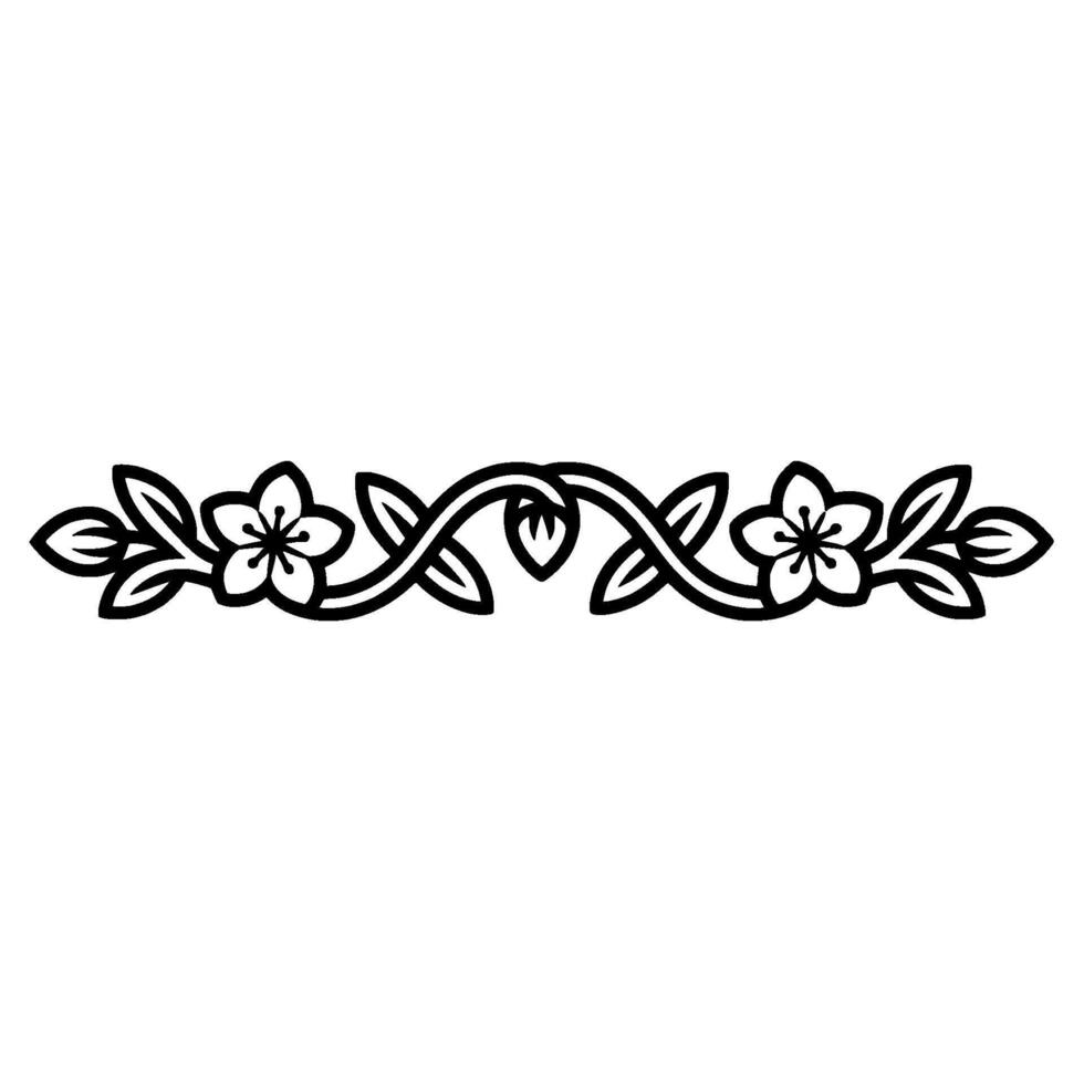 Elegant Black Floral Border Ornament, Simple vector