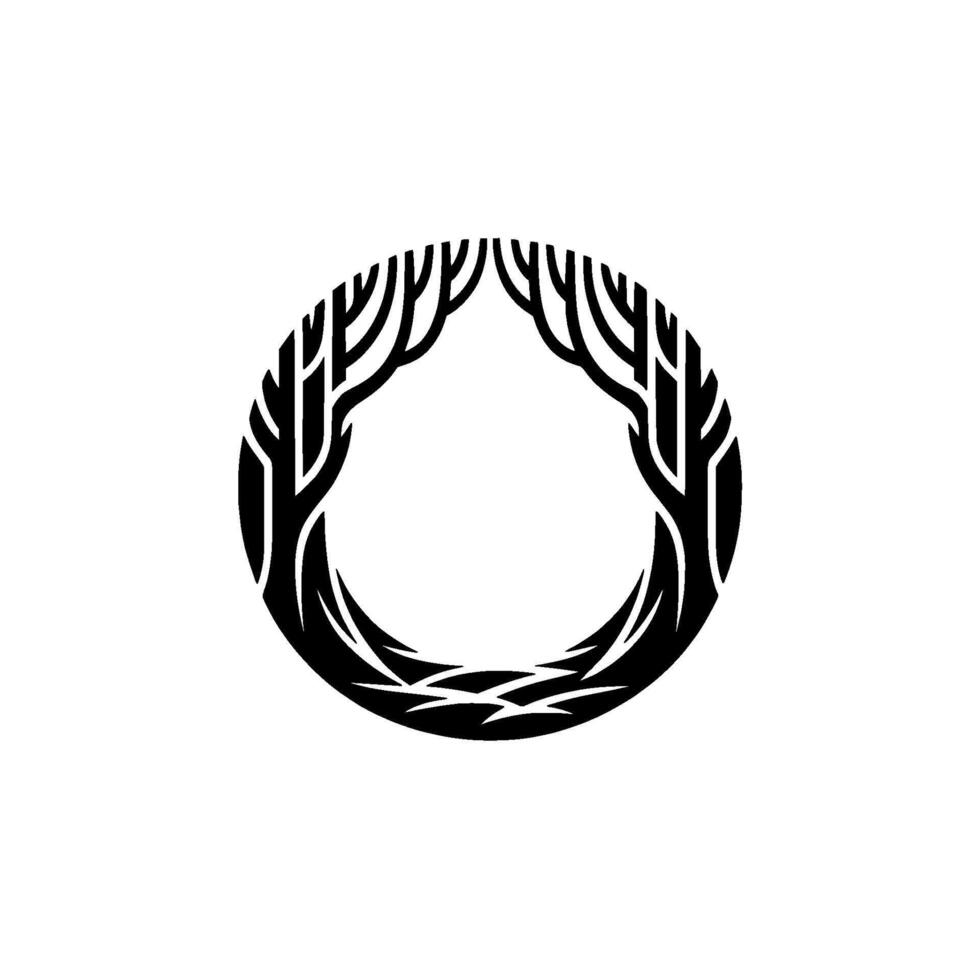 Circular Tree Silhouette Natures Embrace vector