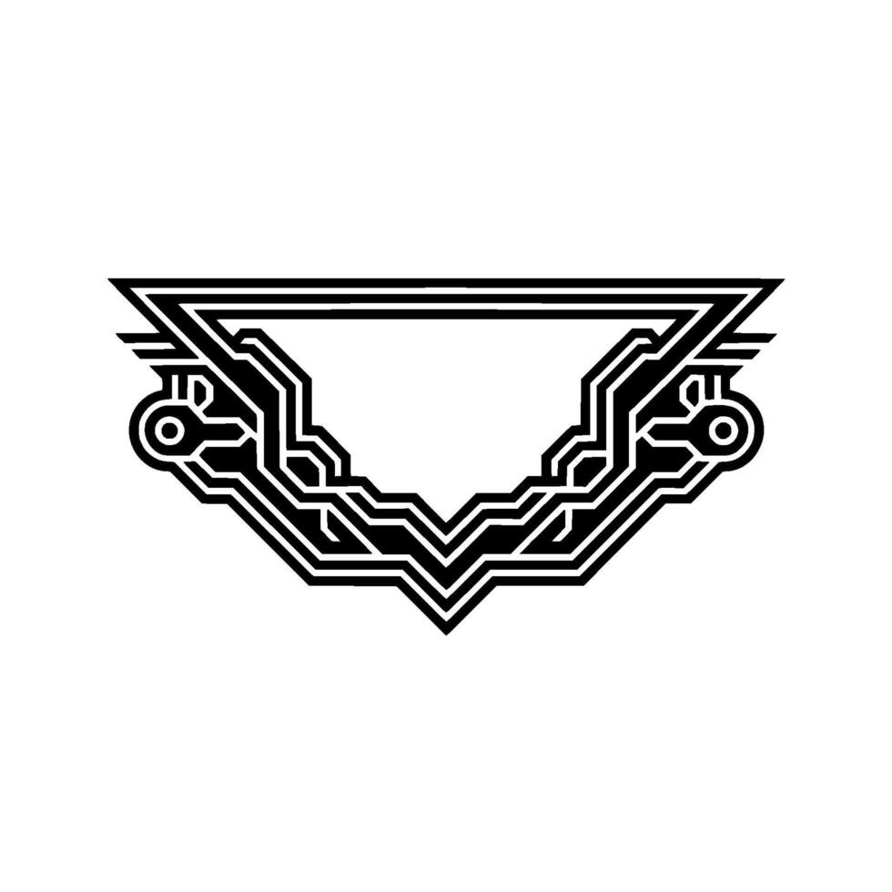 Abstract Circuit Frame in Minimalist Black White vector