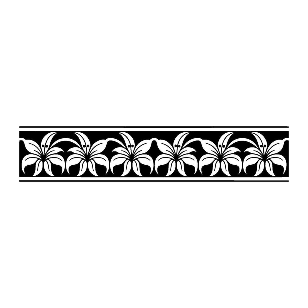 Elegant Lily Border Black and White Floral Pattern vector