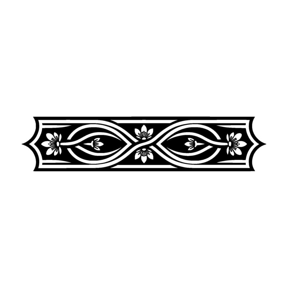 Ornamental Floral Border in Black and White with Pink Accents vector