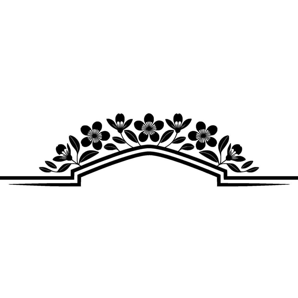 Elegant Floral Arch Illustration Black White Element vector