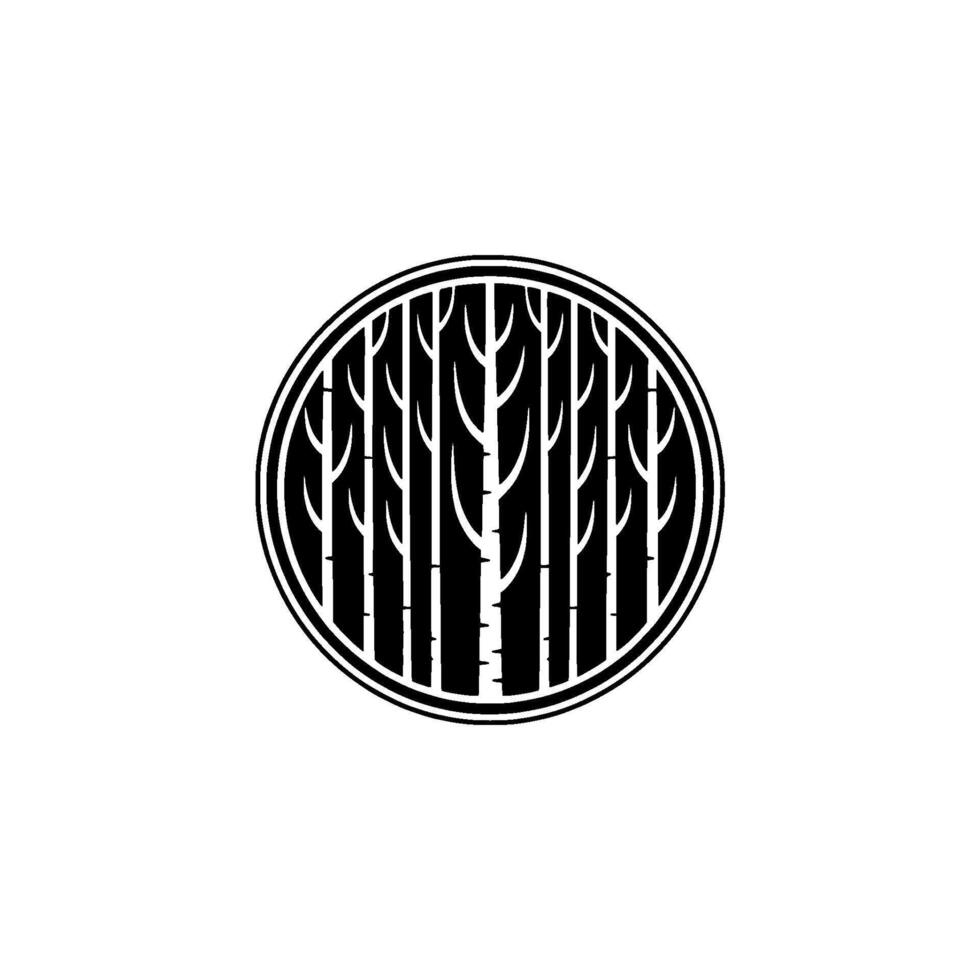 Minimalist Forest Silhouette Circle on White vector