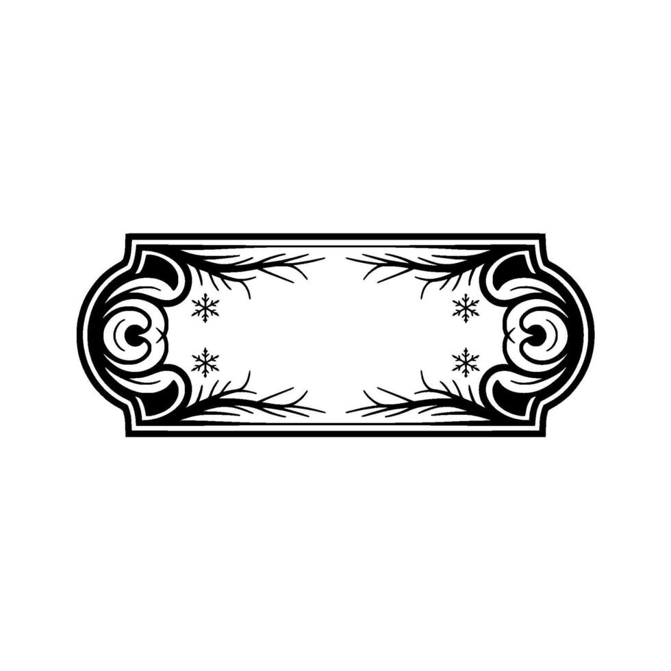 Elegant Winter Label or Frame, Black White Ornamental vector