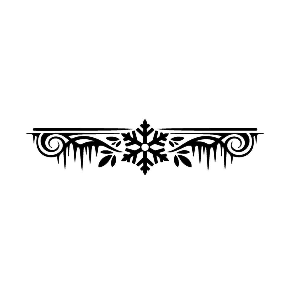 Elegant Winter Border Snowflake, Icicles, and Floral Elements vector
