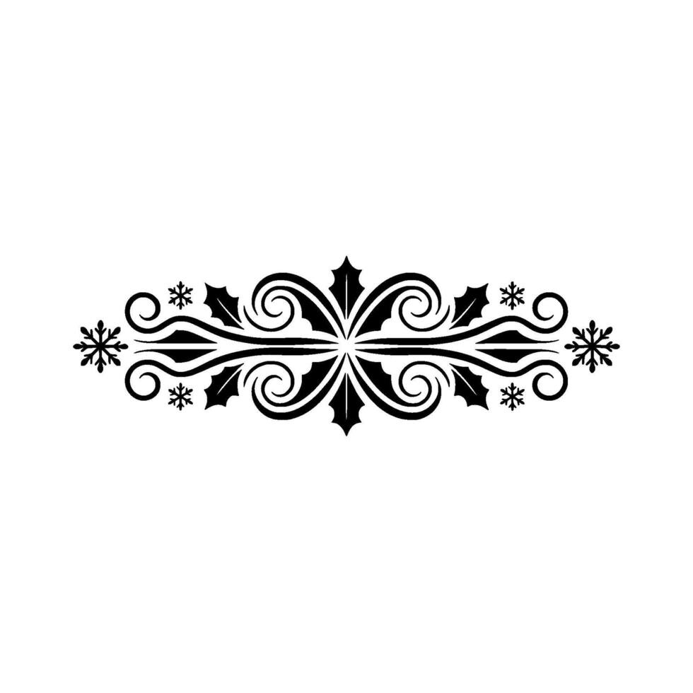 Elegant Winter Border Black Ornament with Snowflakes Holly vector