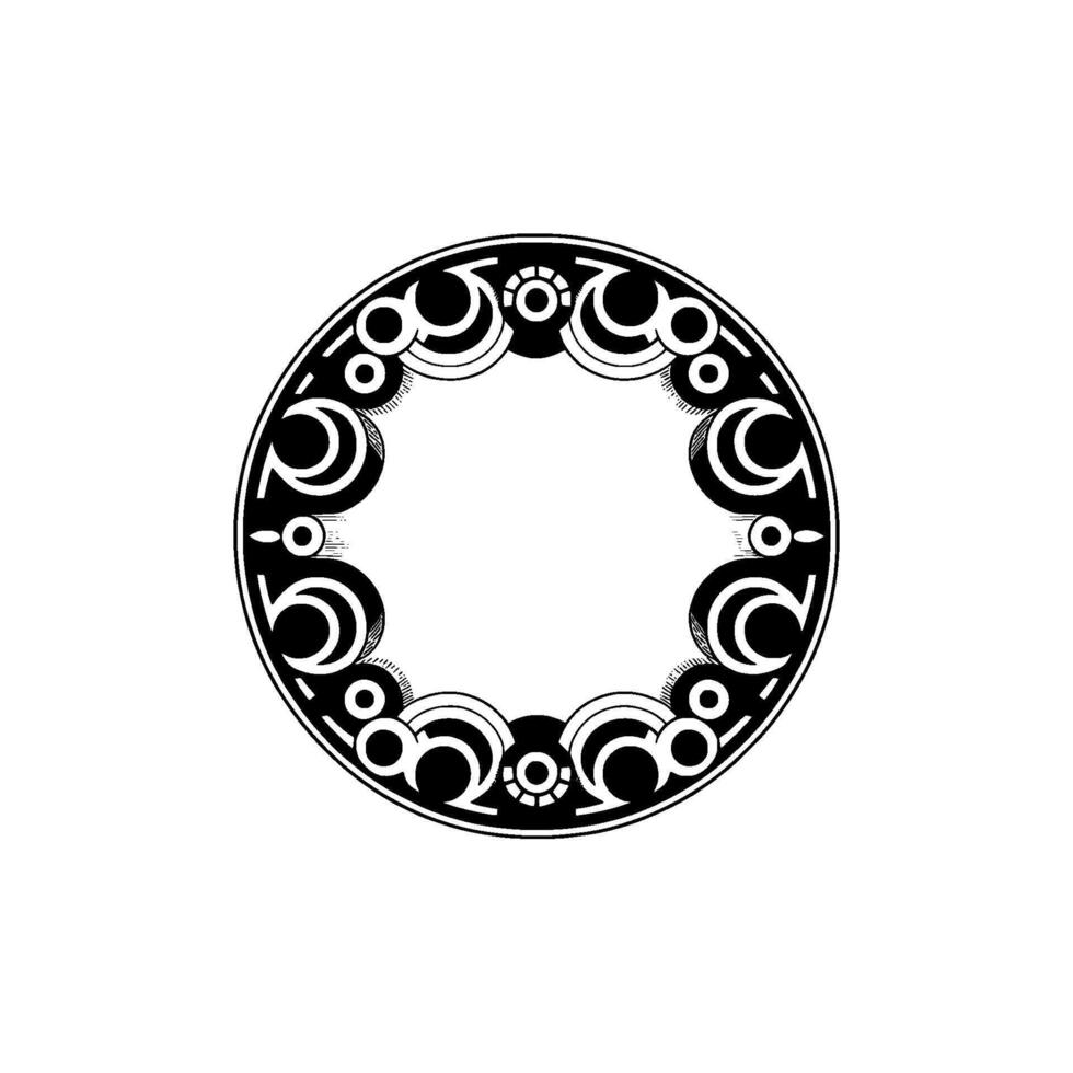 Deco Circle Frame with Geometric Pattern - Decorative Element vector