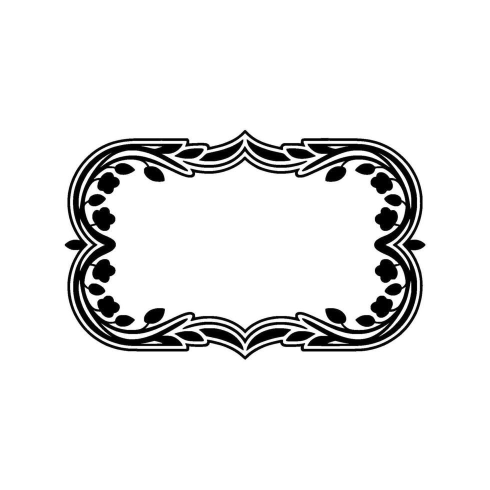 Elegant Floral Frame, Black and White on Soft Gray Background vector
