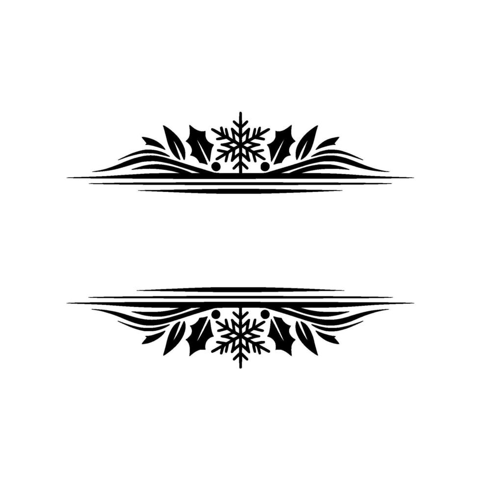 Elegant Christmas Frame Snowflake and Holly Ornament, Minimalist vector