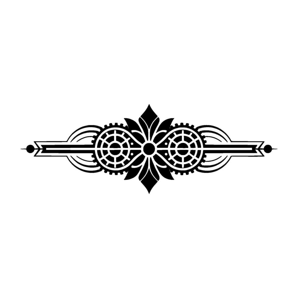 Art Deco Geometric Black Ornament on White, Decorative vector