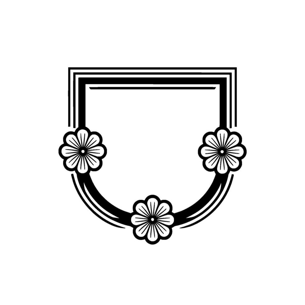 Elegant Floral Frame Black and White Decorative Element for Designs vector