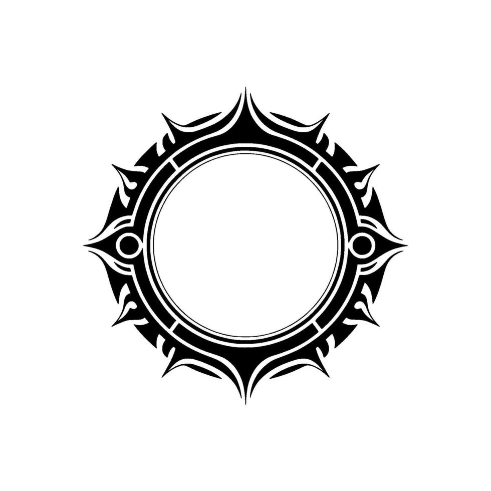 Black Tribal Circular Frame on White Background - Decorative Element vector