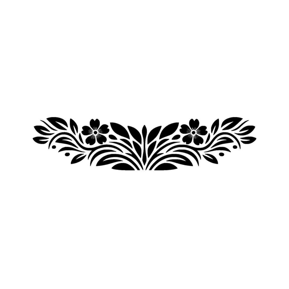 Elegant Floral Ornament , Black and White Illustration vector