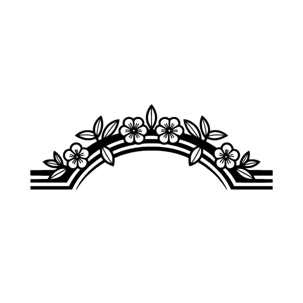 Minimalist Floral Arch , Black and White, Illustration vector
