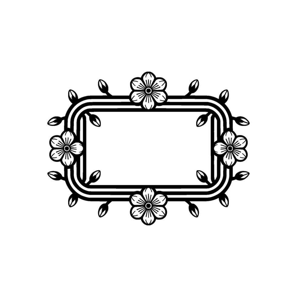 Elegant Floral, Frame, Minimalist Black White vector