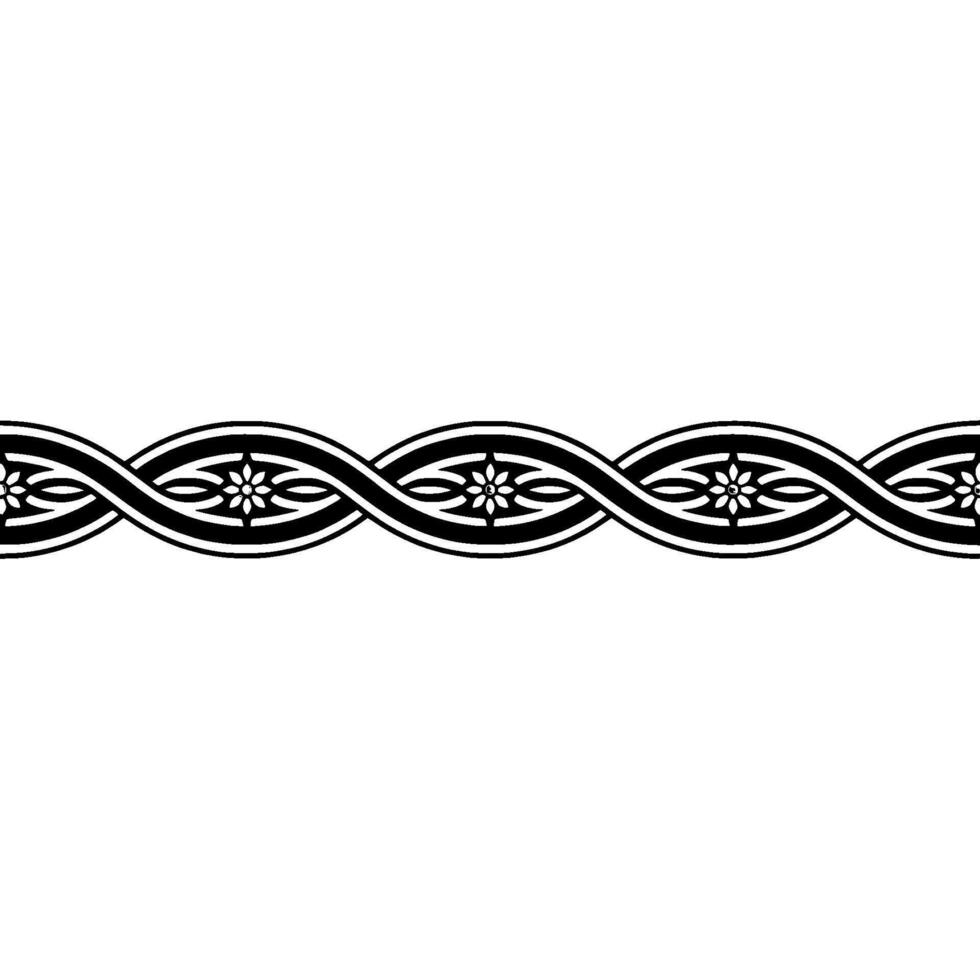 Floral Black and White Patterned Border on White Background vector