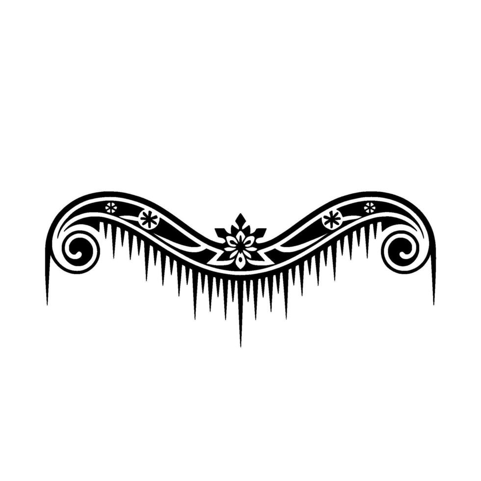 Winter Snowflake Icicle Border , Black and White vector