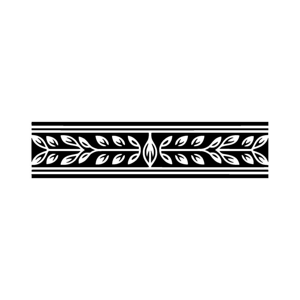 Black and White Leaf Pattern Border, Illustration for Elements vector