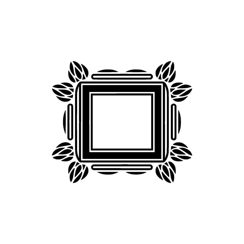Geometric Black White Frame with Floral Accents - Minimalist Elegance vector