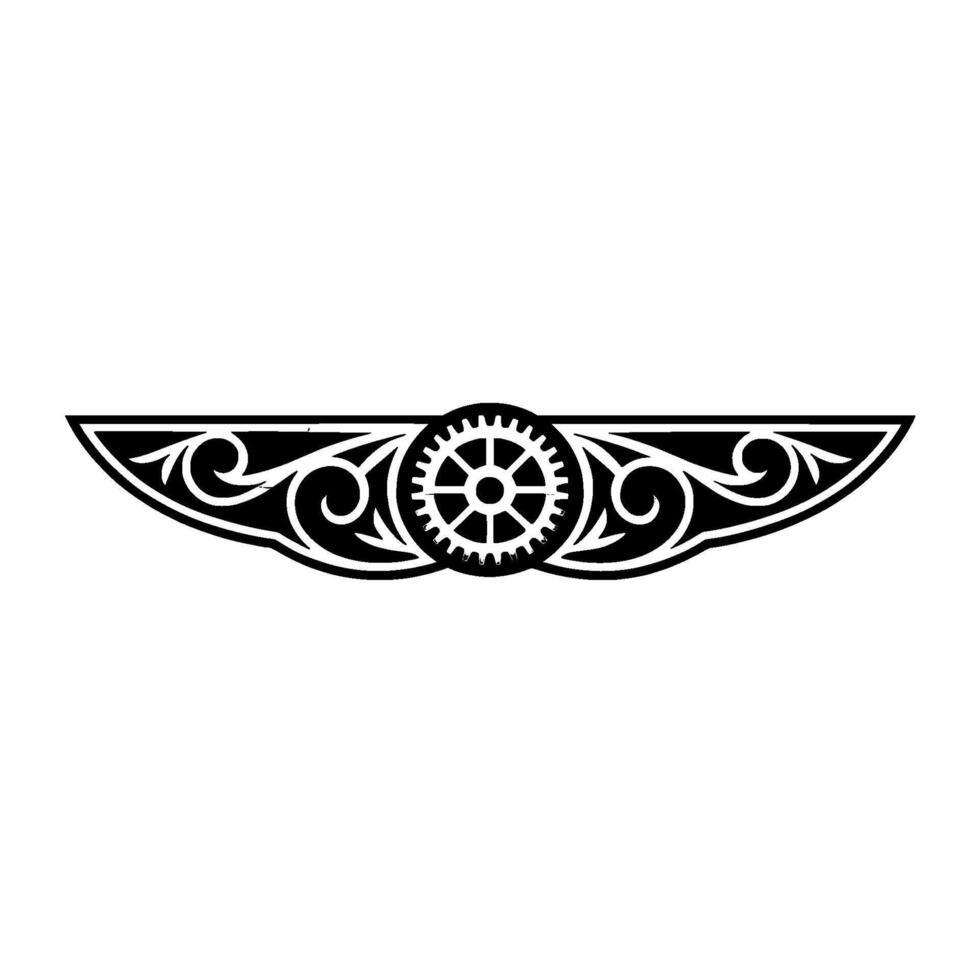 Steampunk Gear Swirls Decorative Element, Minimalist vector