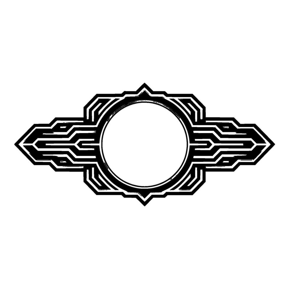 Art Deco Ornament, Blank Center, Geometric, Monochromatic vector