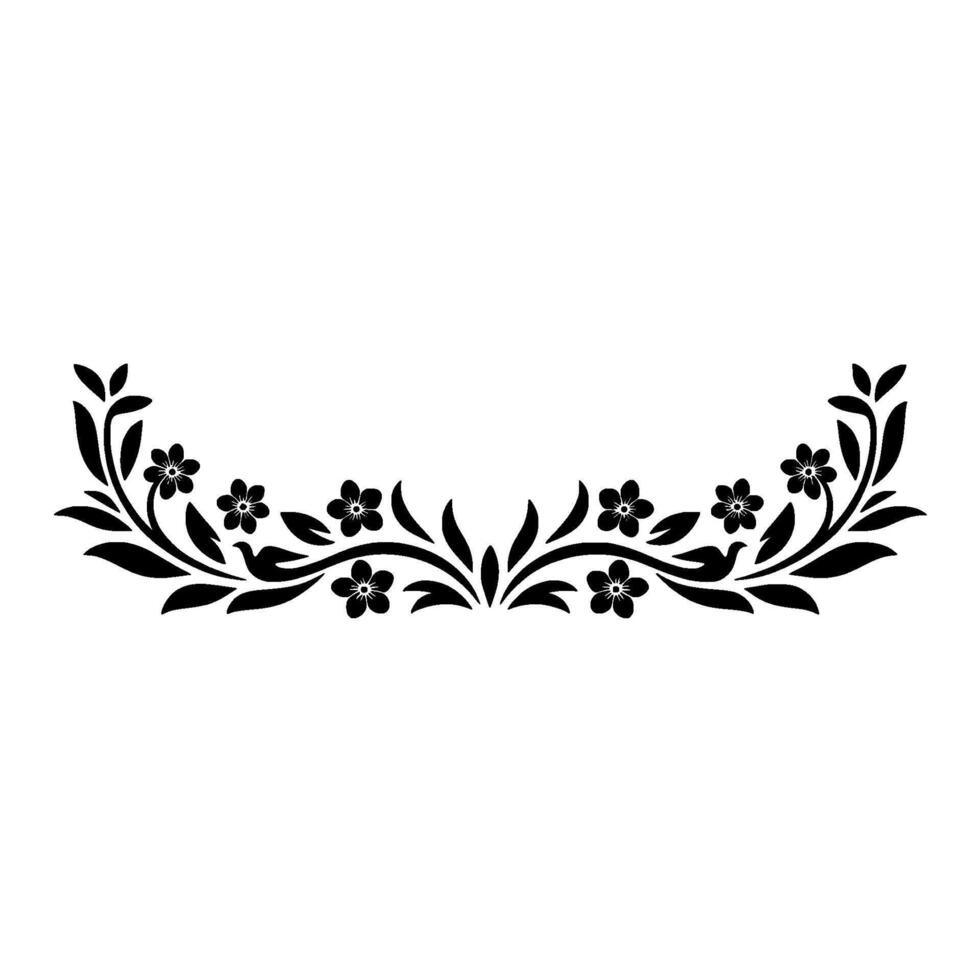 Elegant Floral Swag - Black Flowers on White Background vector