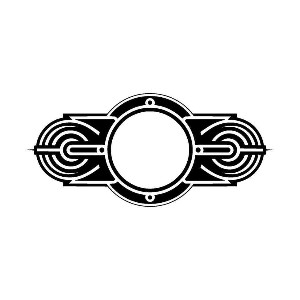 Art Deco Oval Frame with Geometric on White Background vector