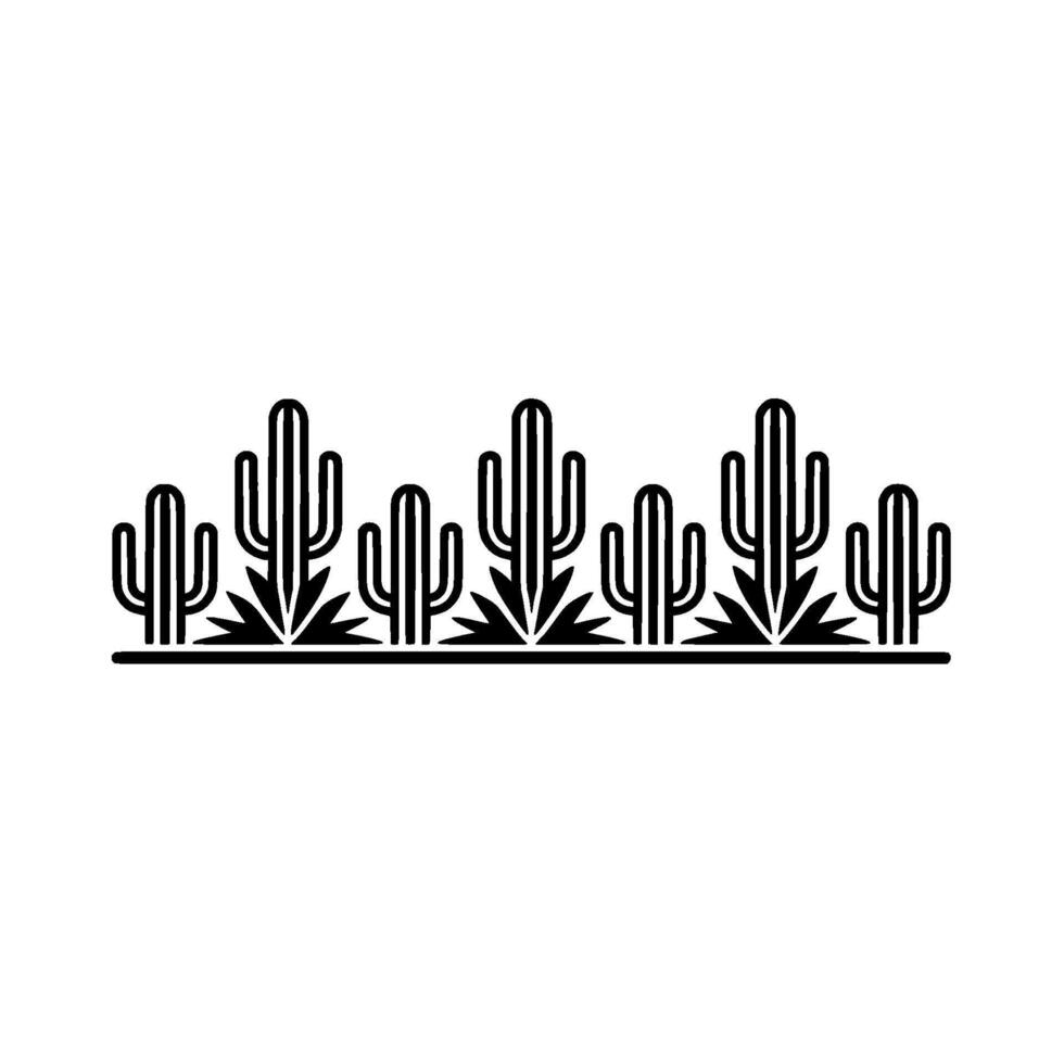 Minimalist Desert Cactus Line Art Border vector