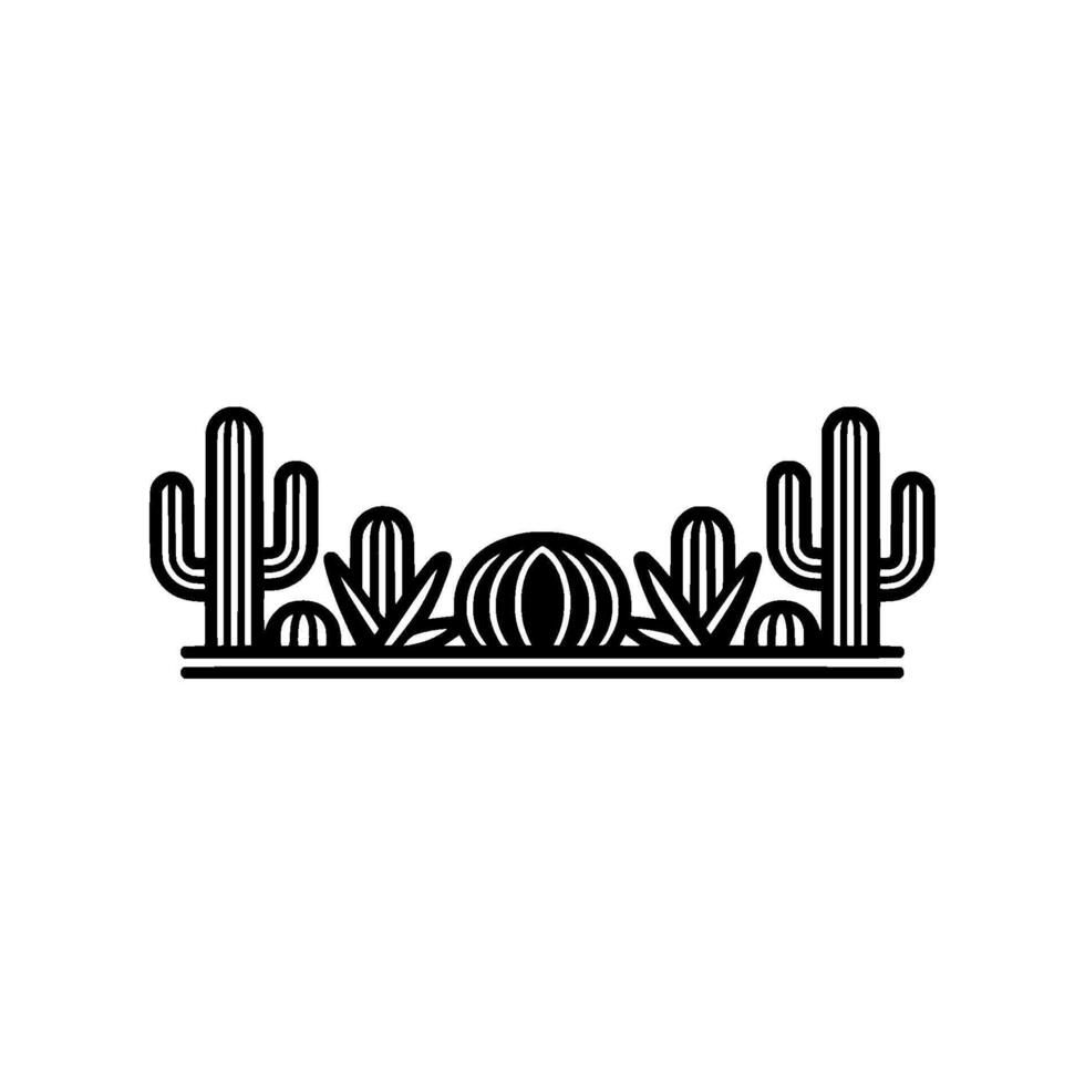 Minimalist Cactus Line Art Desert Plants Illustration vector