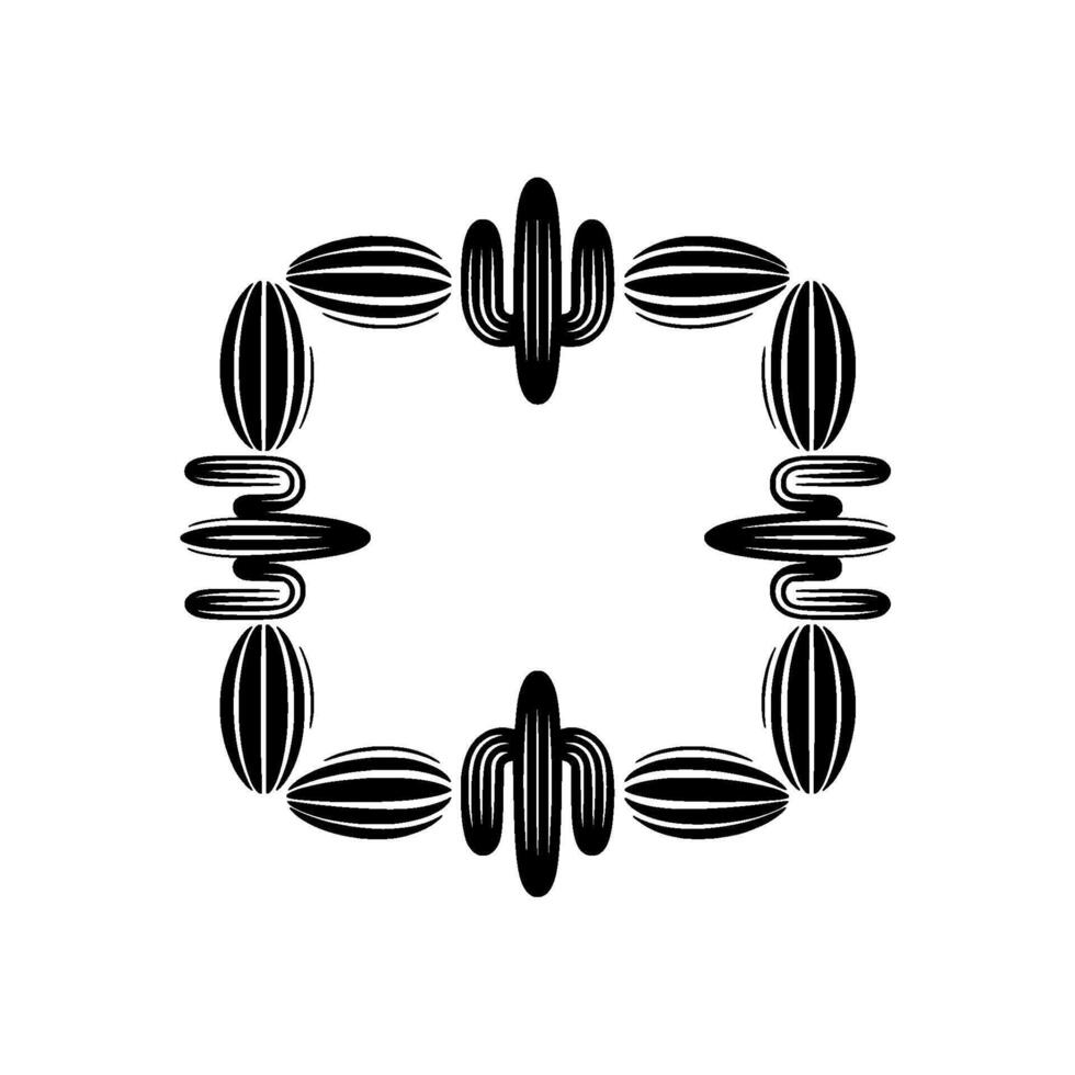 Minimalist Desert Plant Frame - Black White, Geometric, Decorative vector