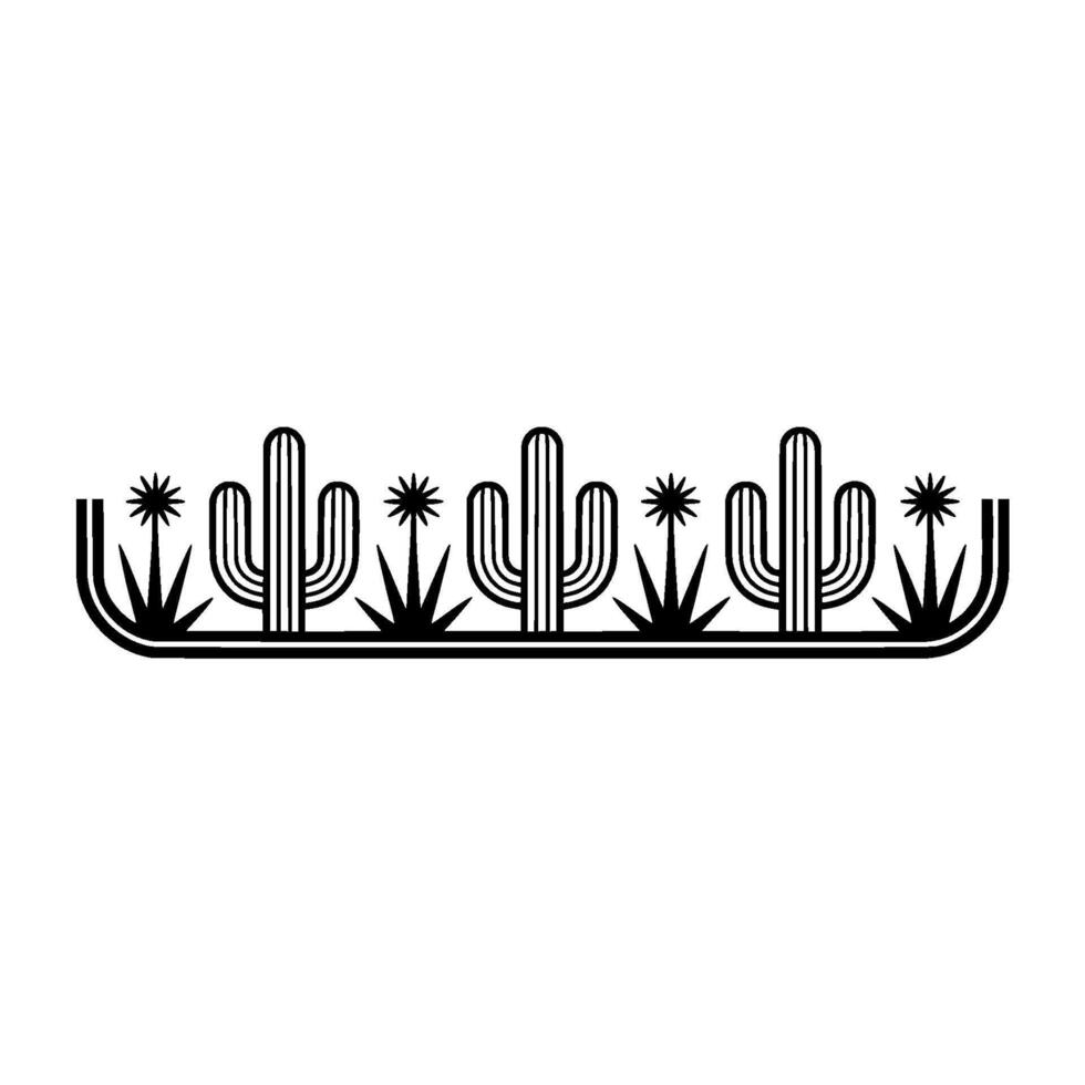 Minimalist Desert Cactus Border, Illustration, Line Art vector