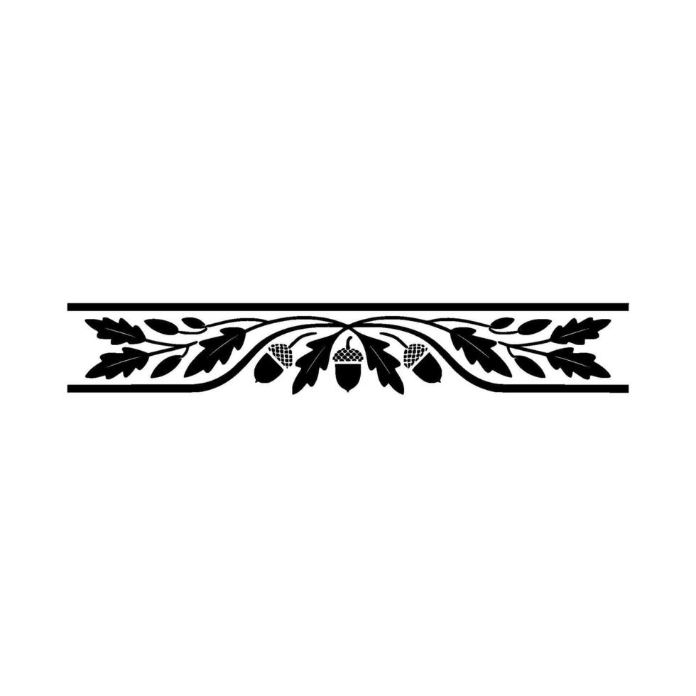 Elegant Oak Leaf and Acorn Border , Decorative Vintage Style vector