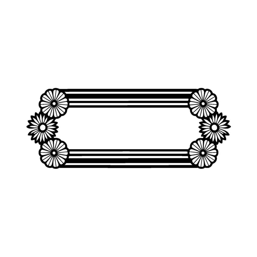 Floral Label Frame, Minimalist Black and White Illustration vector